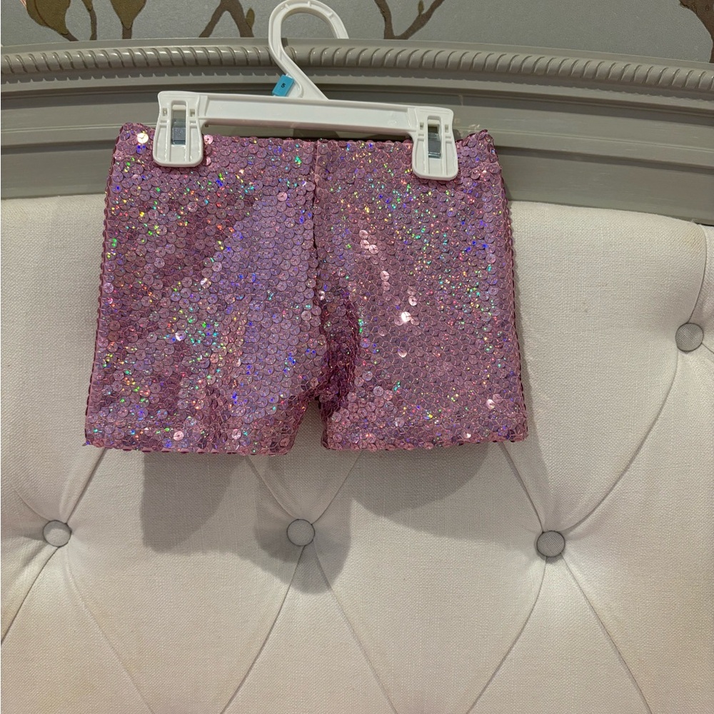 Girls Pink Sequin Shorts